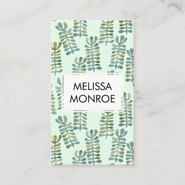 Wasserfarbe Abstrakt Botanische Algen Natur Chic Visitenkarte (Vorderseite)