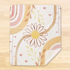 Wasserfarbe Abstrakt Botanische Blume und Regenbog Sherpadecke