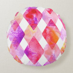Wasserfarbe Abstrakt: Handgemalt Nahtlos. Rundes Kissen