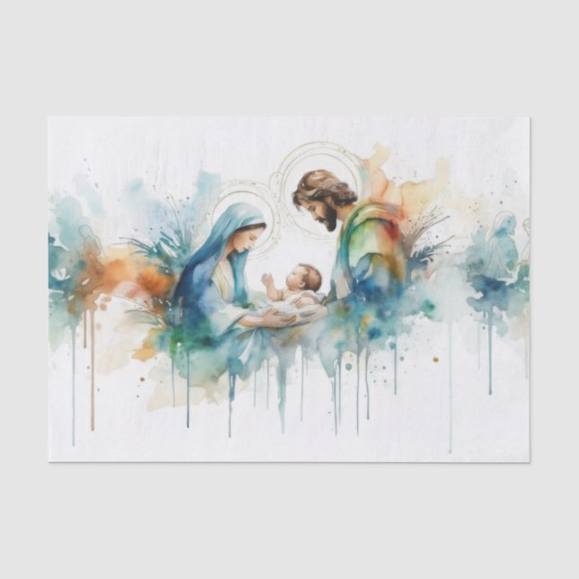 Wasserfarbe Abstrakt Heilige Familie Seidenpapier (Vorderseite)