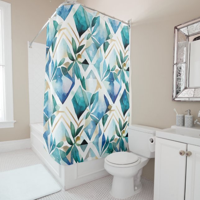 Wasserfarbe Abstrakt Rustikale Bohemische Duschvor Duschvorhang (Beispiel)