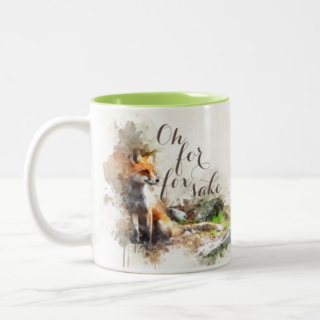 Wasserfarbe Ach, um Fuchs Sake lustige Kaffeetasse (Links)