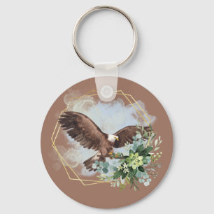 Wasserfarbe Adler Gerahmt Bouquet Schlüsselanhänger