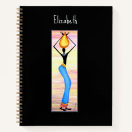 Wasserfarbe, afrikanische Kunst, elegante Frau Notizbuch