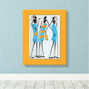 Wasserfarbe, afrikanische Kunst, Maasai Krieger Leinwanddruck