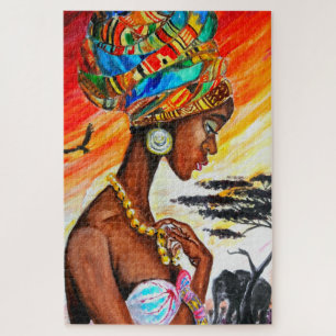 Wasserfarbe - Afrikanische Prinzessin - Schöne Fra