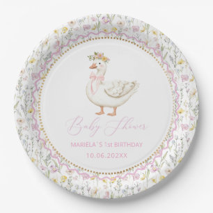 Wasserfarbe Albern Gänse 1. Geburtstag Pappteller