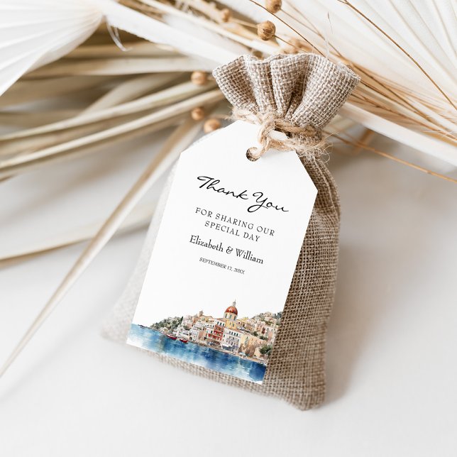 Wasserfarbe Amalfi Küste Italien Zielort Gefallen Geschenkanhänger (Watercolor Amalfi Coast Italy Favor Gift Tags - Perfect for Destination Weddings)
