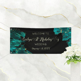 Wasserfarbe Anastasia Schwarz und Grün Hochzeit Banner