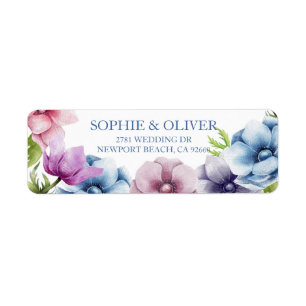 Wasserfarbe Anemone Blume Hochzeit Rücksendeadress