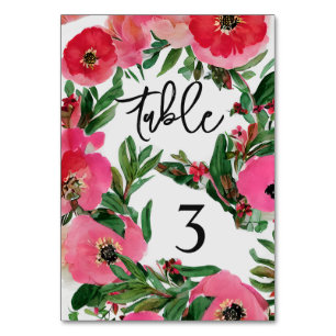 Wasserfarbe Anemone Hochzeit Tischnummer