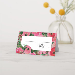 Wasserfarbe Anemone Rosa Hochzeit Platzkarte
