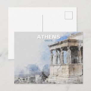 Wasserfarbe Antike Ruinen von Athen Griechenland P Postkarte