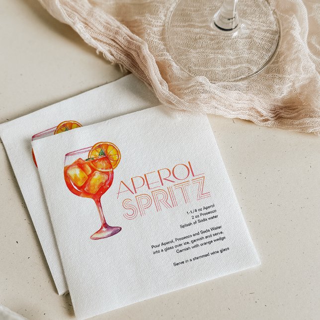 Wasserfarbe Aperol Spritz Custom Drink Rezept Serviette (Von Creator hochgeladen)
