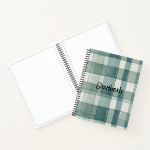 Wasserfarbe Aquamarin Kariert Notizbuch