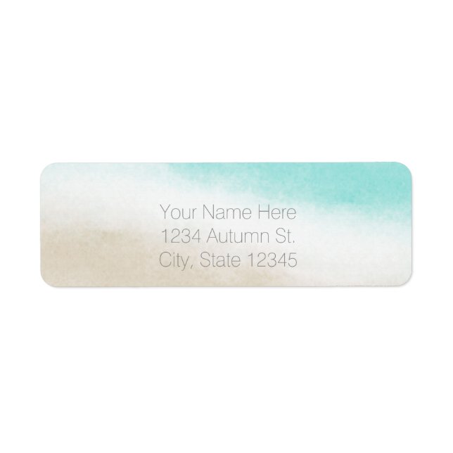 Wasserfarbe Aquamarin & Tan Eleganter Strand Hochz (Vorne)