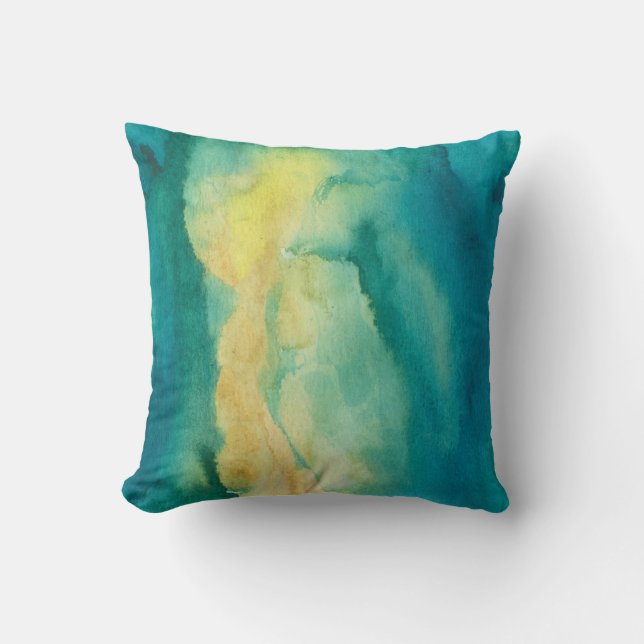 Wasserfarbe aquamarine, grüne und gelbe Kissen (Vorderseite)