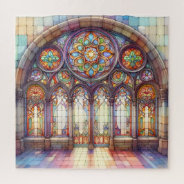 Wasserfarbe Arch Kathedrale Glas weich gelb blau