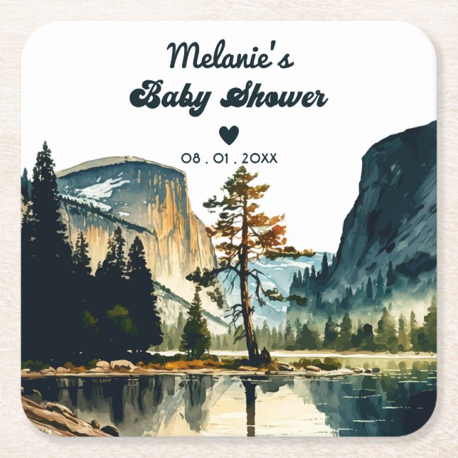 Wasserfarbe Babydusche Yosemite Nationalpark Ca Rechteckiger Pappuntersetzer (Vorderseite)