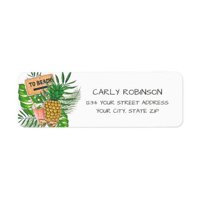 Wasserfarbe Bachelorette Beach Party Rücksendeadre (Vorne)