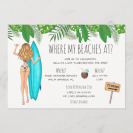 Wasserfarbe Bachelorette Surf Beach Party Einladung