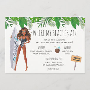 Wasserfarbe Bachelorette Surf Beach Party Einladung