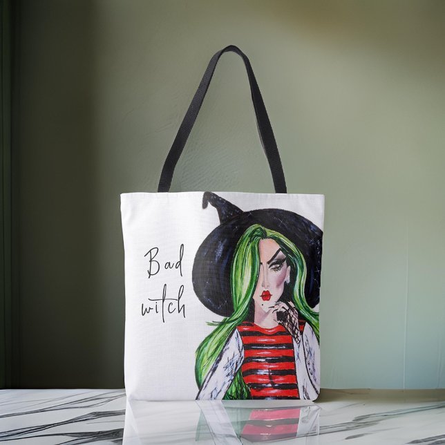 Wasserfarbe Bad Witch Halloween Mode Tasche (Von Creator hochgeladen)