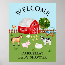 Wasserfarbe Barnyard Animals Baby Shoster Poster
