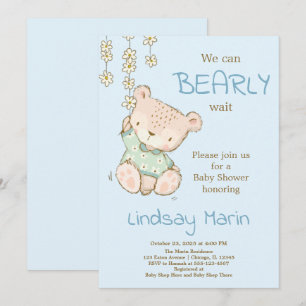 Wasserfarbe Bearly Wait Teddy Bear Garland Invitat Einladung