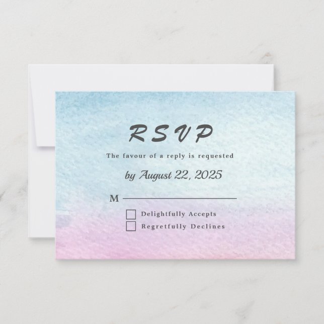 Wasserfarbe Bergsee Aussicht Hochzeit RSVP Karte (Vorderseite)