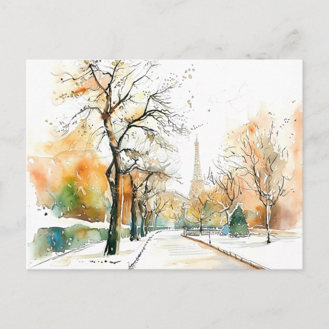 Wasserfarbe Berlin Funkturm Herbst Postkarte (Vorderseite)