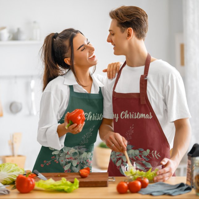 Wasserfarbe Berries Grüne Frohe Weihnachten Schürze (Von Creator hochgeladen)