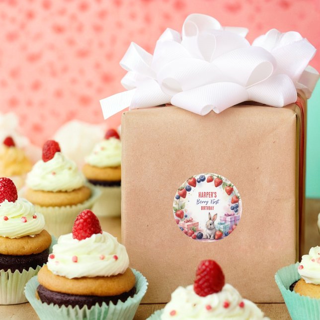 Wasserfarbe Berry Erstgeburt Sonne und Geschenke Runder Aufkleber (Von Creator hochgeladen)