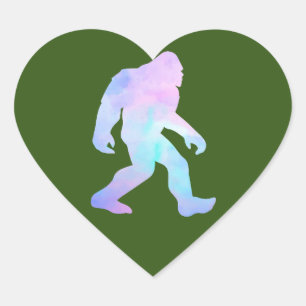 Wasserfarbe Bigfoot Herz-Aufkleber