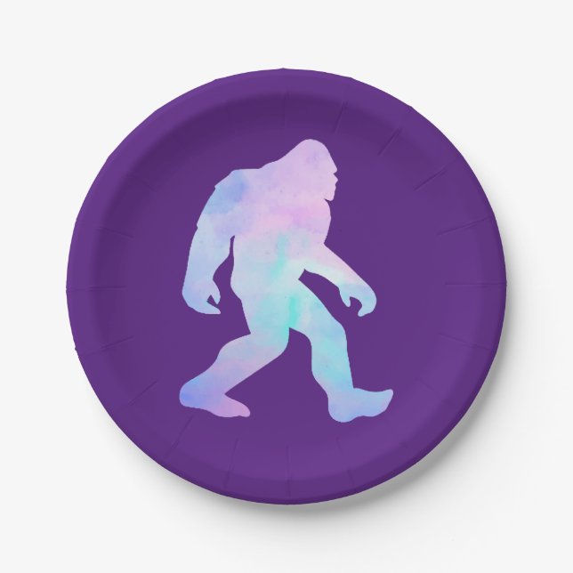 Wasserfarbe Bigfoot Pappteller (Vorderseite)
