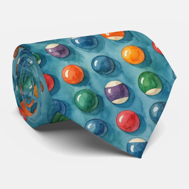 Wasserfarbe Billardtisch Billard Bunter Schlips Krawatte (Gerollt)