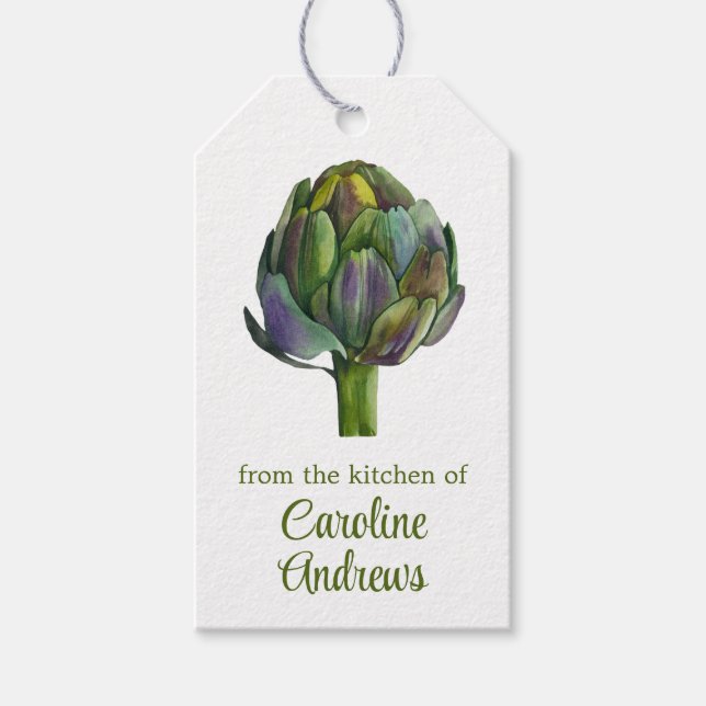 Wasserfarbe Bio Artichos Geschenkanhänger (Vorderseite)