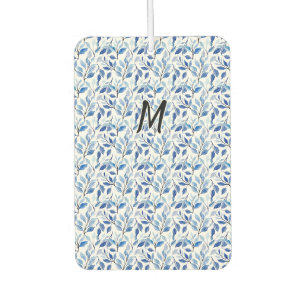 Wasserfarbe Blau Blatt Mosaik Feine Kunst Monogram Autolufterfrischer