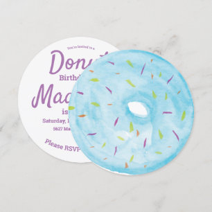 Wasserfarbe Blau Donut Sprinkle Mix Runde Einladung