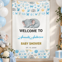 Wasserfarbe Blau Elefant | Baby Shower für Jungen