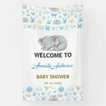 Wasserfarbe Blau Elefant | Baby Shower für Jungen