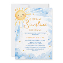 Wasserfarbe Blau & Gold Baby Boy Babyparty-Einladu