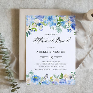 Wasserfarbe Blau Hydrangea Blumenansammlung Brunch Einladung