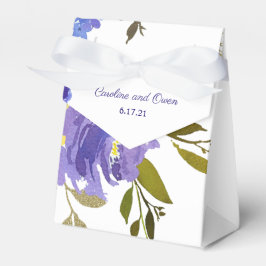 Wasserfarbe Blau Lila Blütenblume Personalisierte  Geschenkschachtel