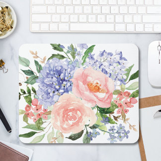 Wasserfarbe Blau Pink Hydrangea Peony Spring Flora Mousepad