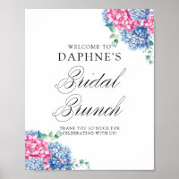 Wasserfarbe Blau und Rosa Hydrangeas Bridal Brunch
