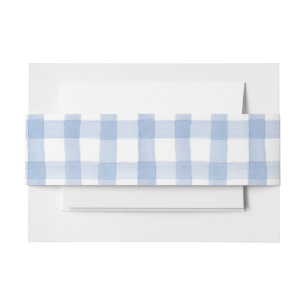 Wasserfarbe Blau und Weiß Gingham Einladungsbanderole