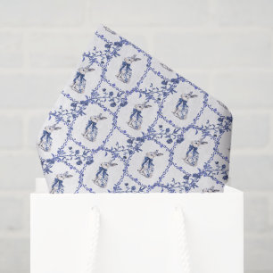 Wasserfarbe Blau & Weiß Chinoiserie Bunny Rabbi Seidenpapier