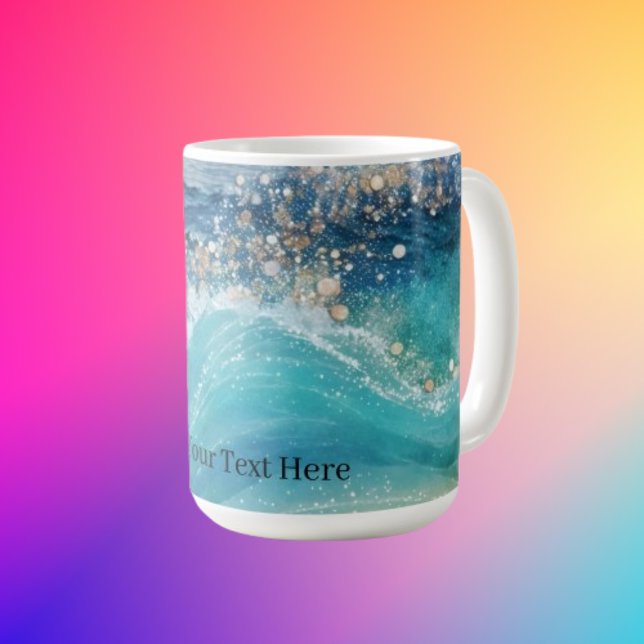 Wasserfarbe Blau Weißer Ozean Wave Benutzerdefinie Kaffeetasse (Von Creator hochgeladen)