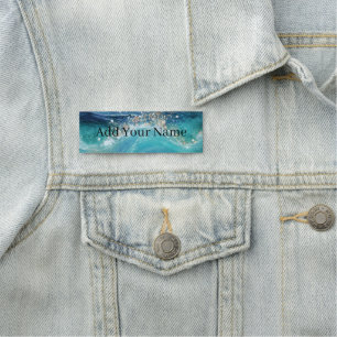 Wasserfarbe Blau Weißer Ozean Wave Benutzerdefinie Namensschild